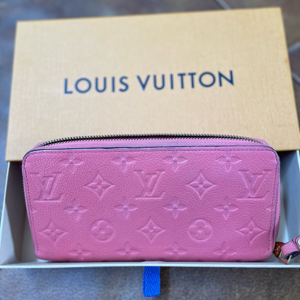 Louis Vuitton Pink Women's long zippy monogram embossed wallet